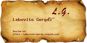 Lebovits Gergő névjegykártya